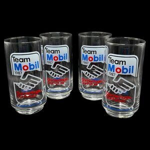 Mobil Team Mobil 1987 Dealer Convention Glasses Set of 4 – “Our Heritage Our Fut
